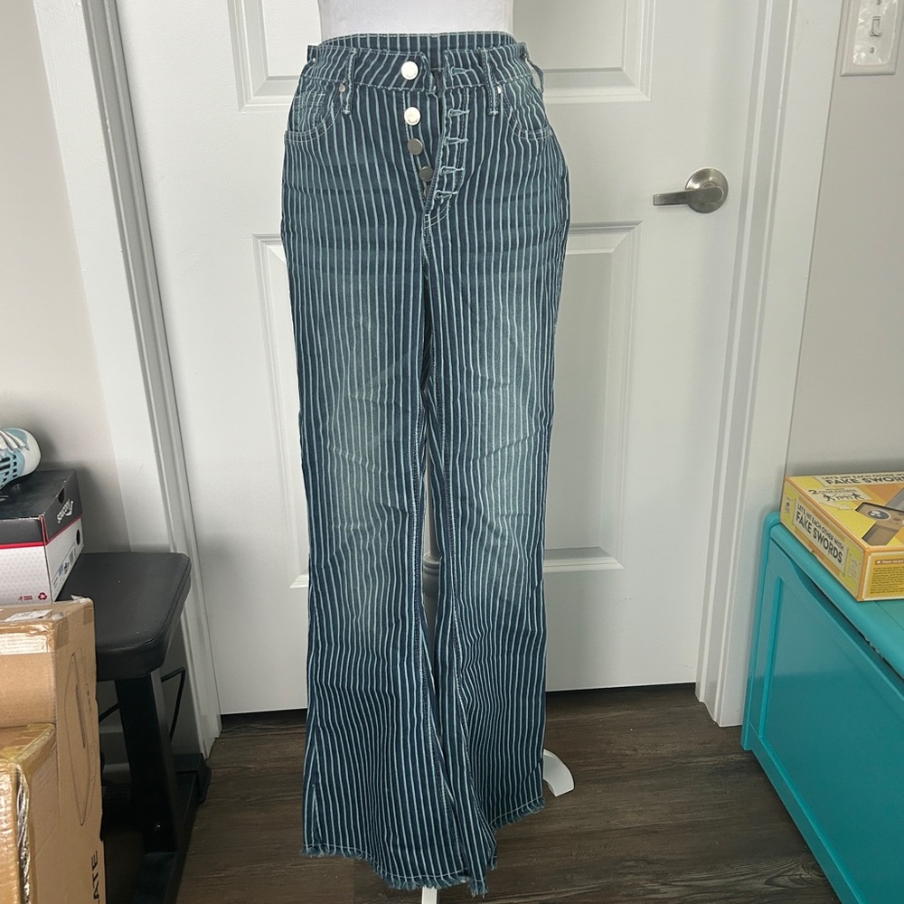 Striped Blue Flare Jeans